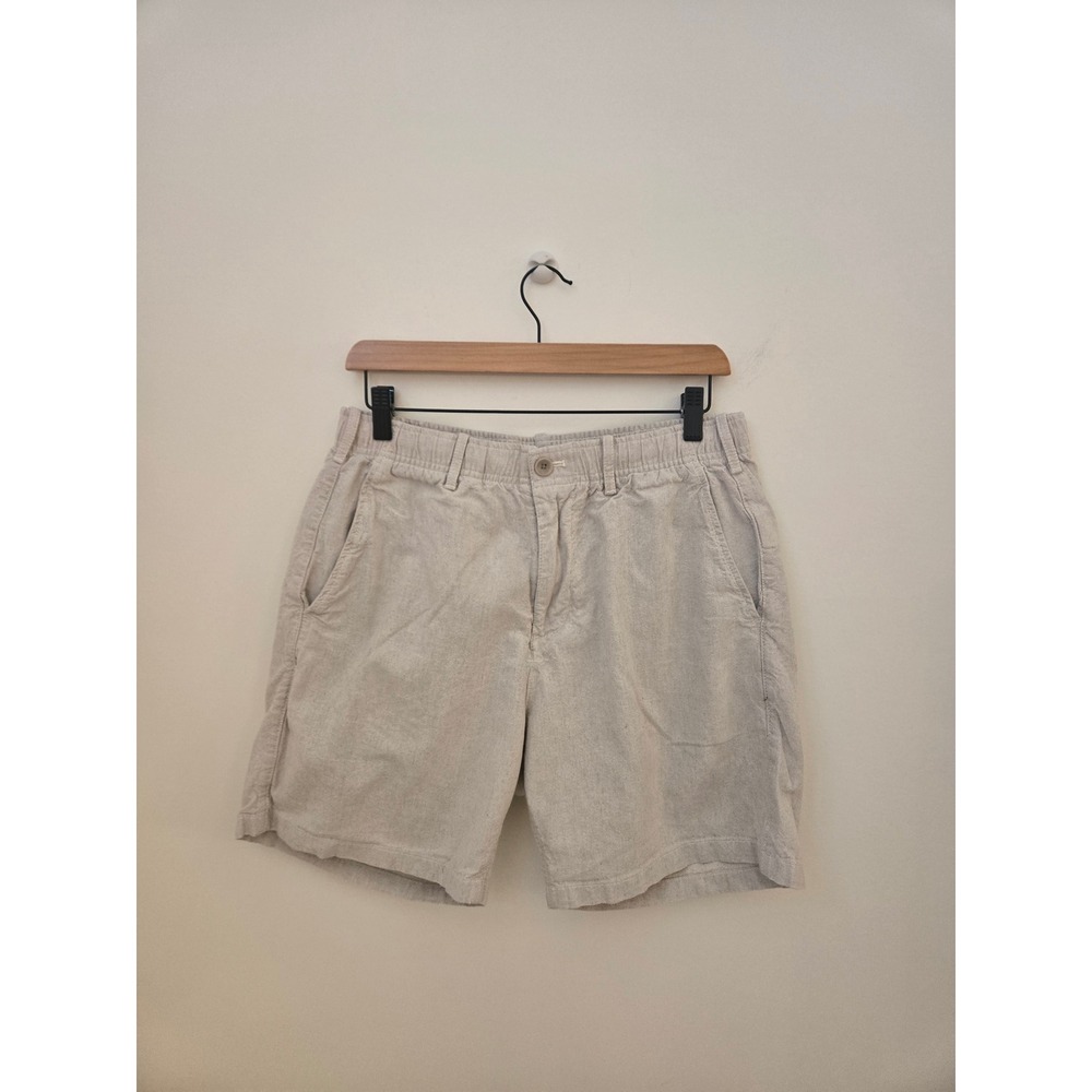Gap Mens Linen Blend Shorts Beige Oatmeal Elastic Waist Casual Summer Size S